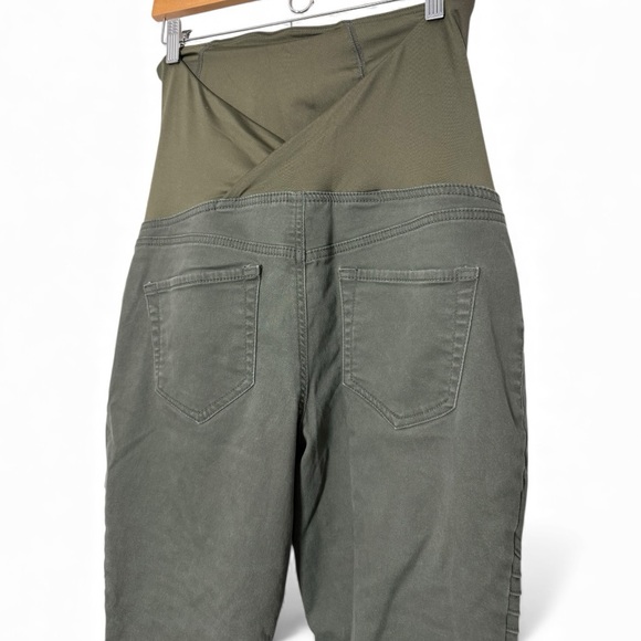 Isabel Maternity Moto Jeggings Olive Green Size 8 Full Panel Ankle Zip - Picture 9 of 12